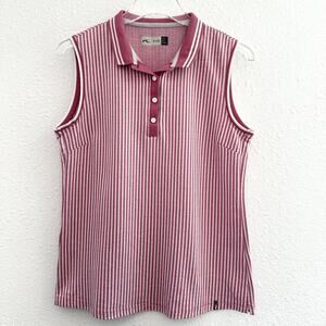 KJUS‎ Ella Structure Sleeveless Polo Tank 40 Large Pink White Tennis Athleisure